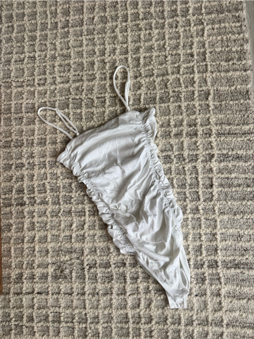 Free People White Ruched One-Piece Bodysuit